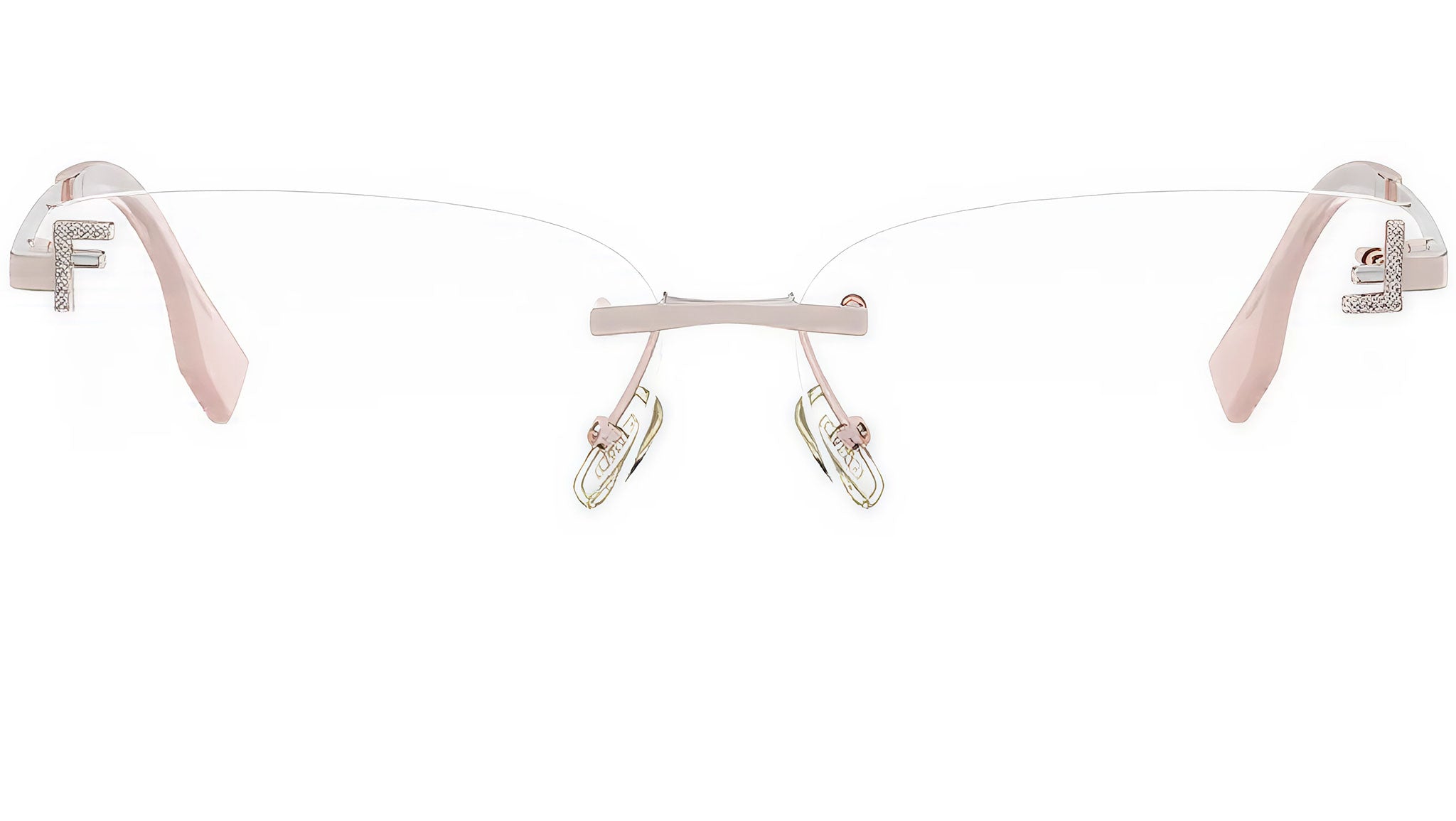 Fendi Crystal Rose Gold Geometric Eyeglasses