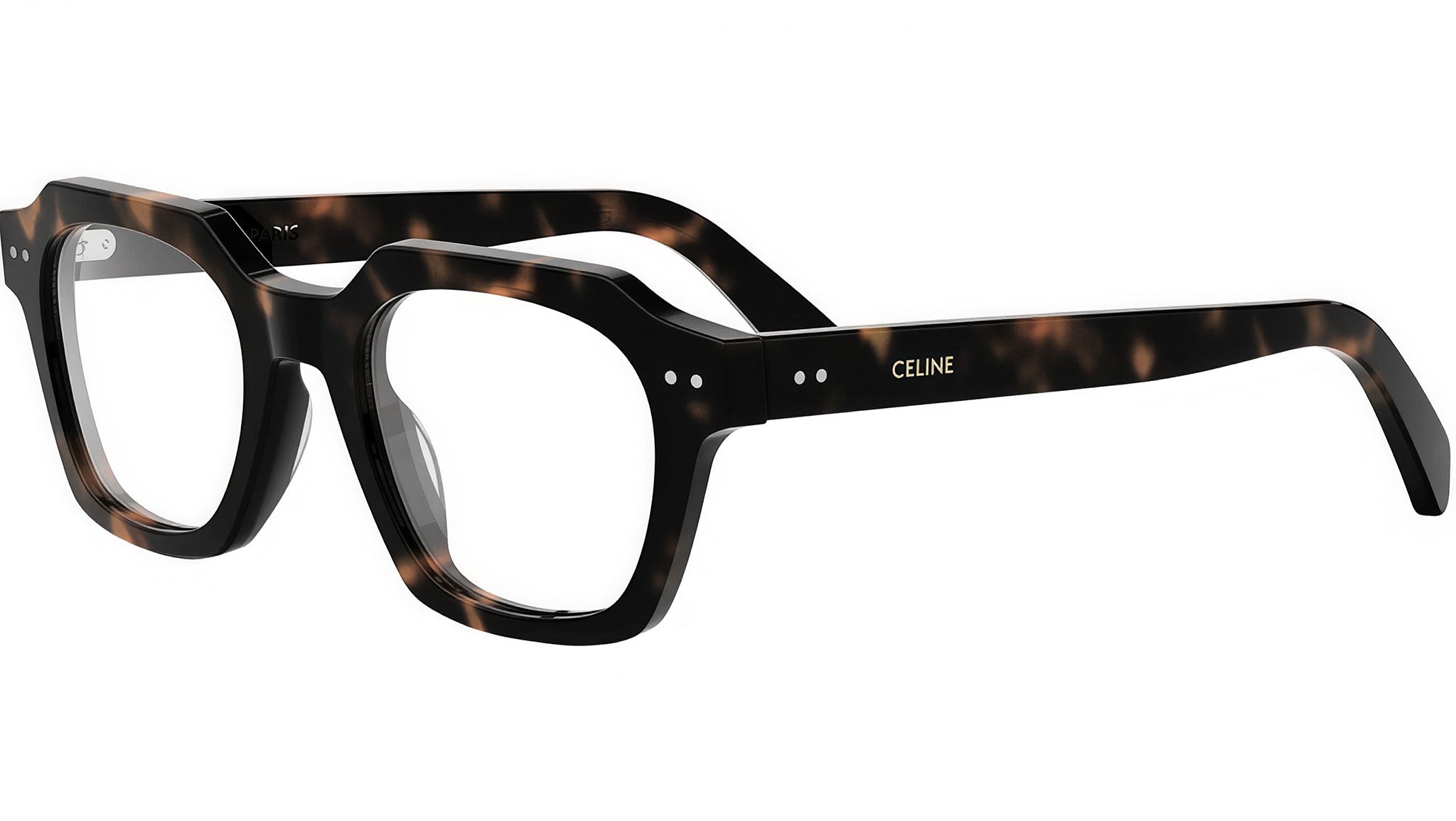 CELINE Thin 2 Dots Tortoise Square Eyeglasses