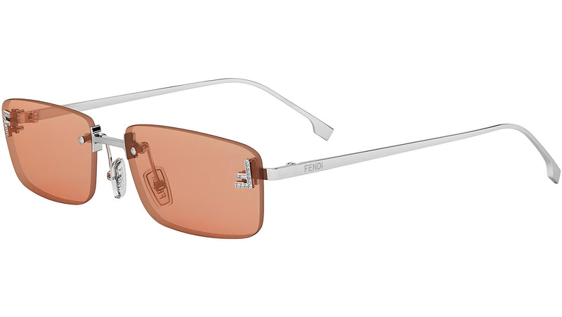 Fendi First Crystal Shiny Silver Square Sunglasses