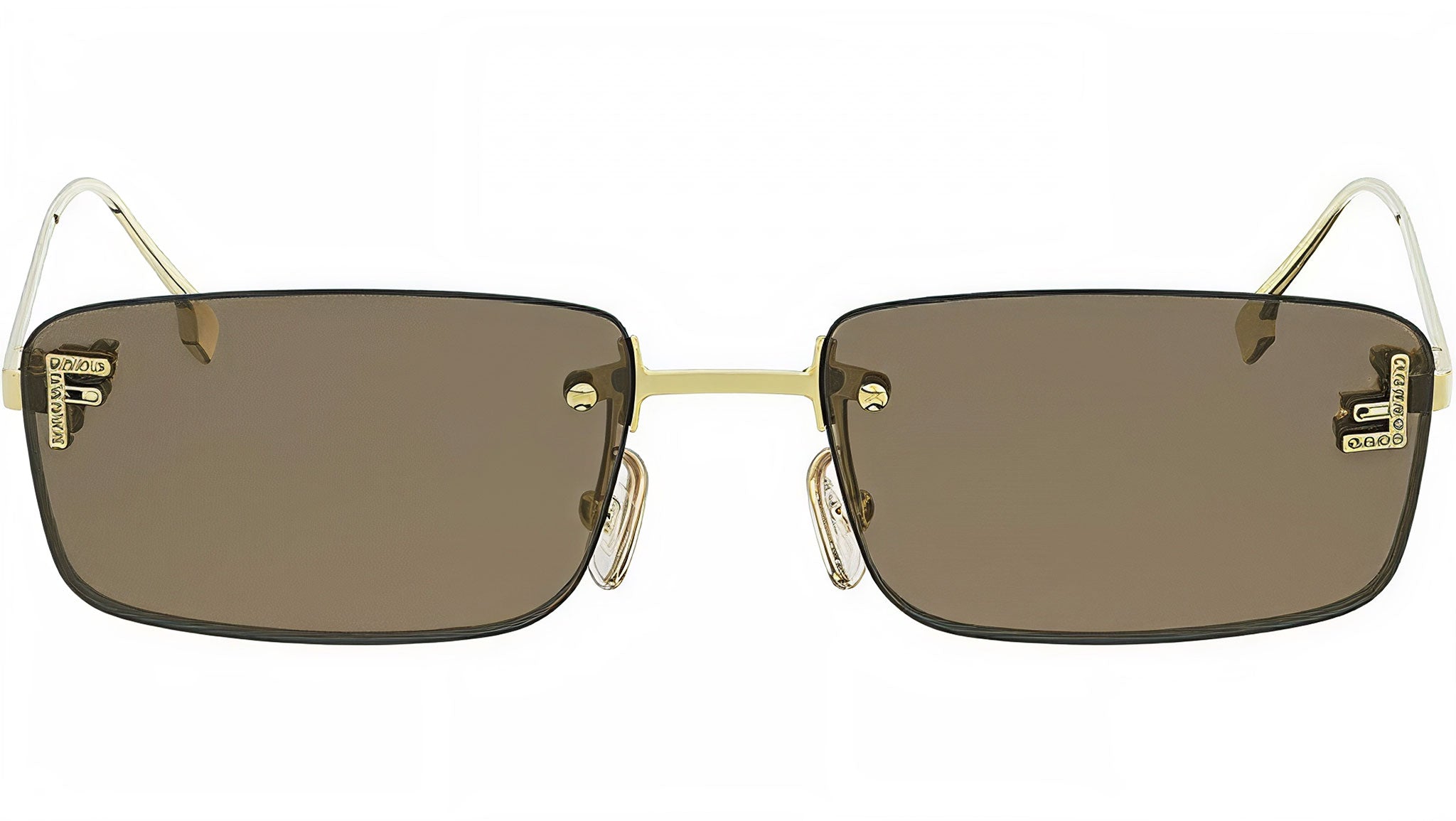 Fendi First Crystal Gold Square Sunglasses
