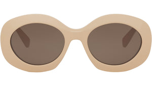 Triomphe Beige Round Sunglasses