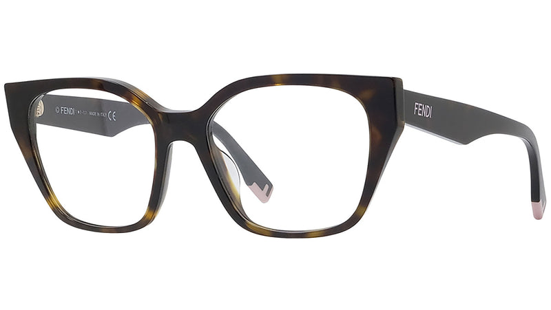 Fendi Way Havana Rectangular Eyeglasses
