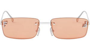 Fendi First Crystal Shiny Silver Square Sunglasses