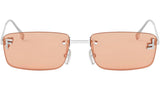Fendi First Crystal Shiny Silver Square Sunglasses