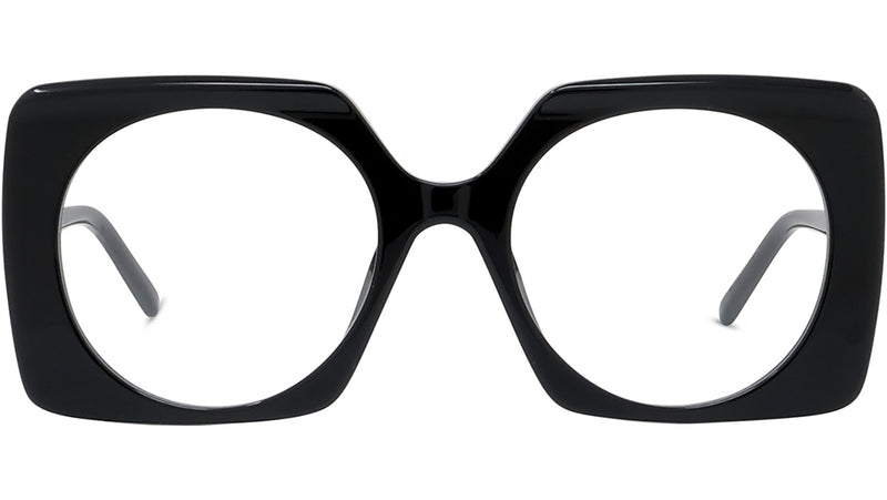 Curvy Black Geometric Eyeglasses