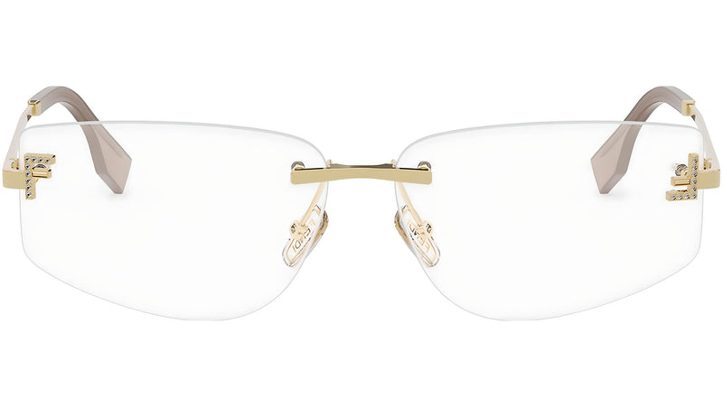 Fendi Crystal Gold Geometric Eyeglasses