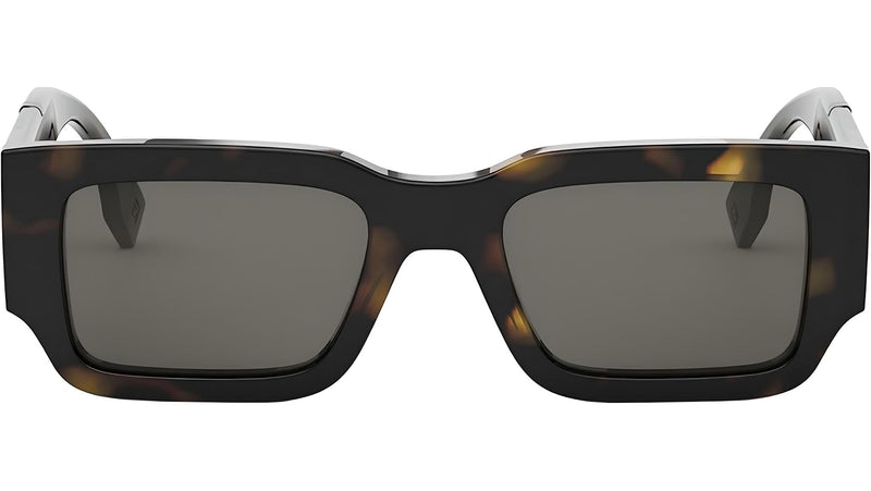 Fendi Diagonal Havana Rectangular Sunglasses