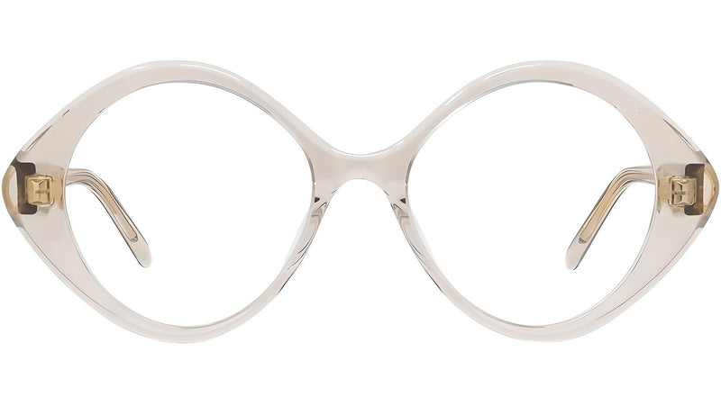Curvy Beige Geometric Eyeglasses