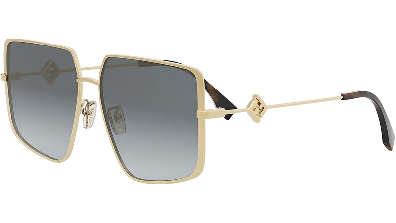 FF Diamonds Shiny Gold Geometric Sunglasses