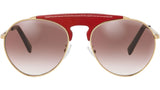 Leather Metal Gold Pilot Sunglasses