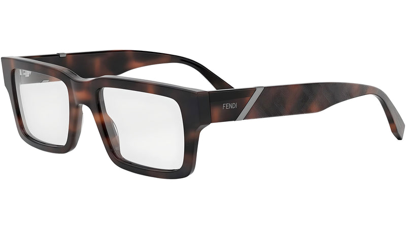 Fendi Diagonal Havana Rectangular Eyeglasses