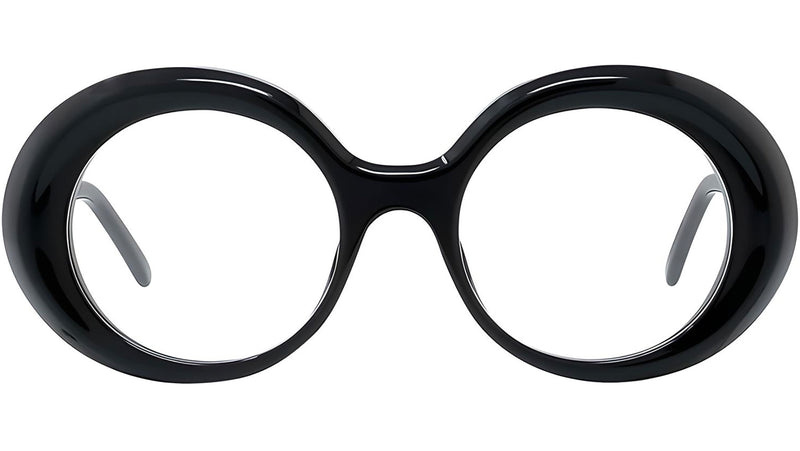 Curvy Black Round Eyeglasses