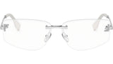 Fendi Crystal Silver Geometric Eyeglasses